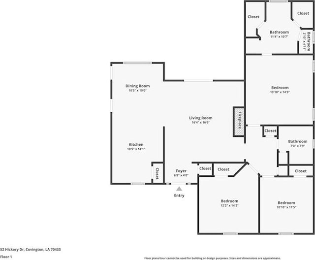52 Hickory Dr, Covington, LA 70433 - floor plan / room layout