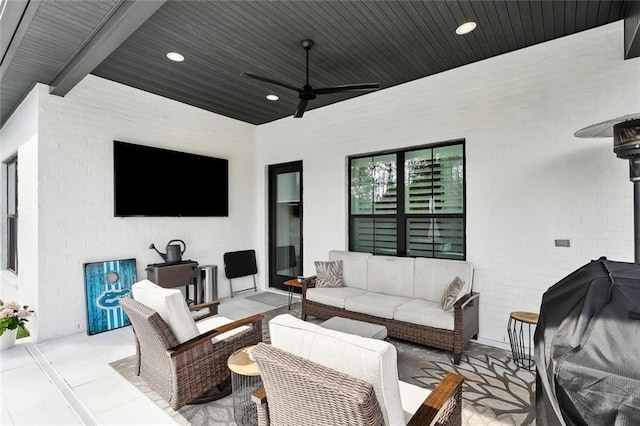121 Chateau Papillon Ln, Mandeville, LA 70471 - view of patio featuring outdoor lounge area, ceiling fan, and area for grilling