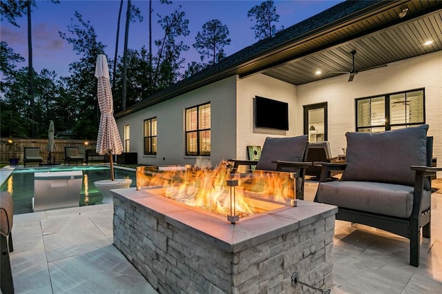 121 Chateau Papillon Ln, Mandeville, LA 70471 - view of patio featuring an outdoor fire pit and a ceiling fan