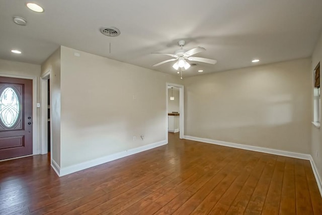 3617 Tartan Dr, Metairie, LA 70003 - entrance foyer with a ceiling fan, hardwood / wood-style floors, and recessed lighting