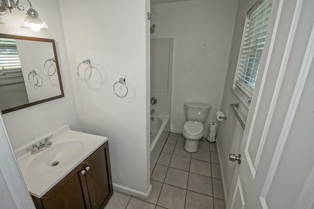 3617 Tartan Dr, Metairie, LA 70003 - bathroom with vanity, tile patterned flooring, toilet, and bathing tub / shower combination