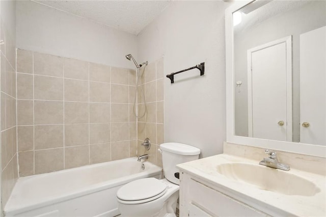 119 N Queens Dr, Slidell, LA 70458 - bathroom with toilet, vanity, shower / tub combination, and a textured ceiling