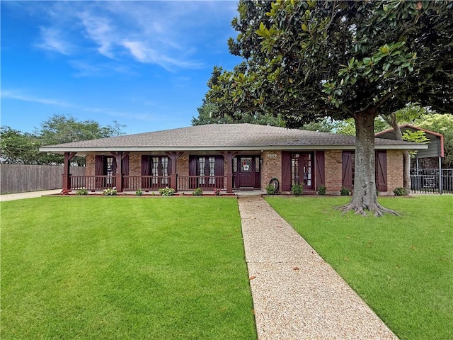 8809 Belle Grove Pl, River Ridge, LA 70123 - ranch-style house featuring brick siding, a shingled roof, and a porch