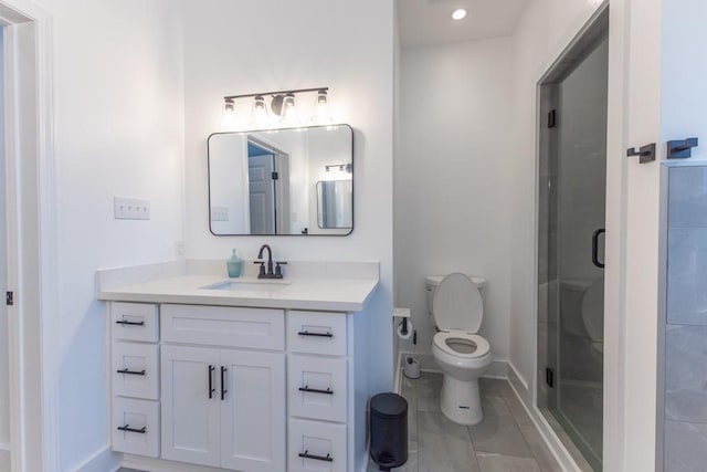 322 Spartan Loop, Slidell, LA 70458 - full bath featuring vanity, toilet, a stall shower, baseboards, and tile patterned flooring