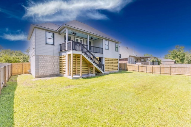 322 Spartan Loop, Slidell, LA 70458 - rear view of house with a ceiling fan, stairs, and brick siding
