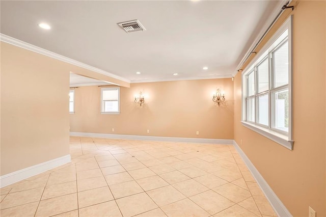 6219 Perlita Dr, New Orleans, LA 70122 - spare room with ornamental molding, light tile patterned floors, recessed lighting, and baseboards