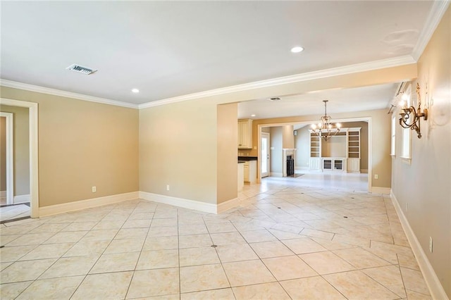 6219 Perlita Dr, New Orleans, LA 70122 - unfurnished room with a chandelier, baseboards, recessed lighting, and ornamental molding