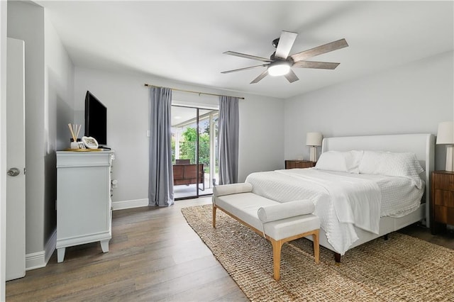 4320 Harvard Ave, Metairie, LA 70006 - bedroom with wood finished floors, access to outside, baseboards, and ceiling fan