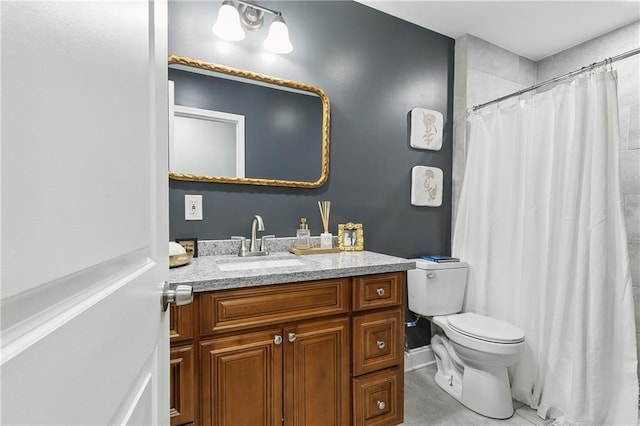 4320 Harvard Ave, Metairie, LA 70006 - bathroom with toilet, vanity, a shower with curtain, and tile patterned flooring