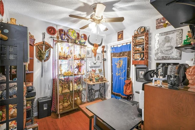 11 Richelle St, Waggaman, LA 70094 - office space with ceiling fan, a textured ceiling, and wood finished floors