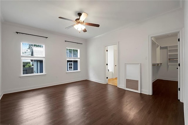 72163 Indian Trail Rd, Abita Springs, LA 70420 - empty room with wood finished floors, ceiling fan, crown molding, and baseboards