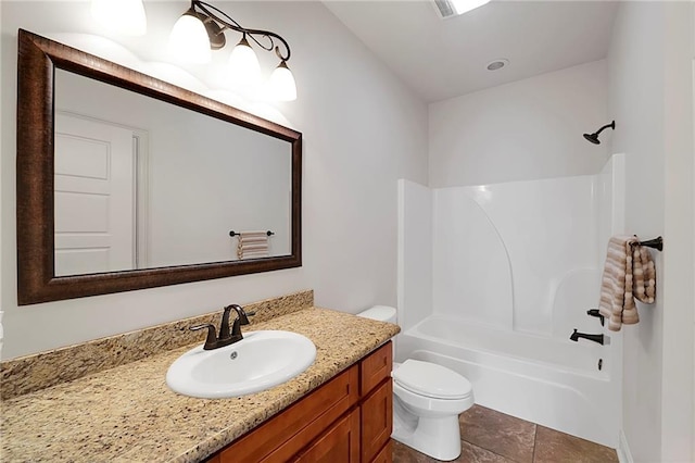 72163 Indian Trail Rd, Abita Springs, LA 70420 - bathroom with vanity, toilet, tub / shower combination, and tile patterned flooring