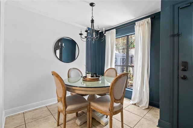 120 W Pineridge St Unit 120, Mandeville, LA 70448 - dining space featuring a chandelier, light tile patterned floors, and ornamental molding