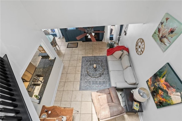120 W Pineridge St Unit 120, Mandeville, LA 70448 - living area with tile patterned flooring and ceiling fan