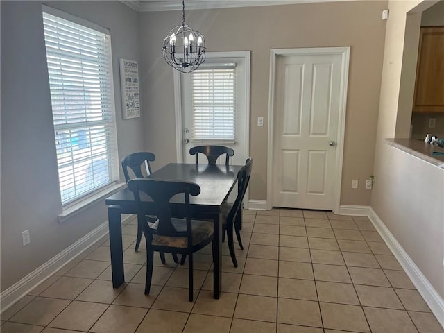 4441 Burbank Dr Unit 308, Baton Rouge, LA 70820 - dining room featuring a chandelier, light tile patterned floors, plenty of natural light, and crown molding