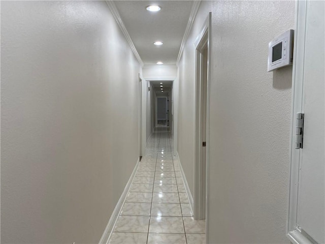 1919 Stephen Girard St, New Orleans, LA 70122 - corridor with ornamental molding, recessed lighting, baseboards, and light marble finish flooring