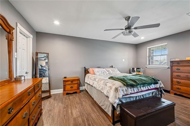 3816 Jean Lafitte Pkwy, Chalmette, LA 70043 - bedroom featuring wood finished floors, baseboards, recessed lighting, and a ceiling fan