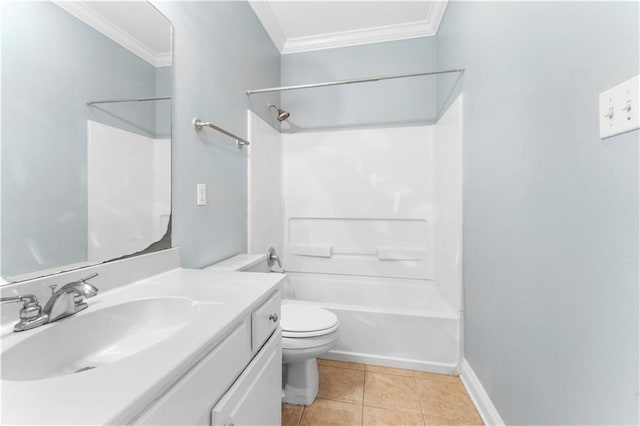 5315 Arlington Ct, Baton Rouge, LA 70820 - full bathroom featuring ornamental molding, vanity, shower / tub combination, and tile patterned flooring