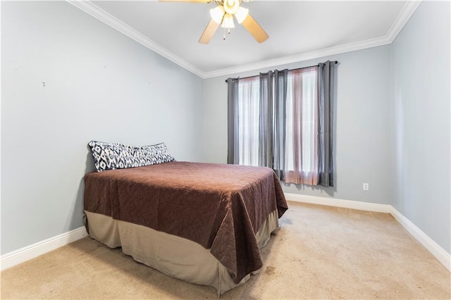 5315 Arlington Ct, Baton Rouge, LA 70820 - bedroom featuring light colored carpet, ornamental molding, and a ceiling fan