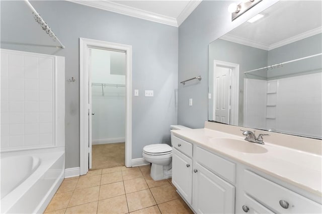 5315 Arlington Ct, Baton Rouge, LA 70820 - full bath with vanity, crown molding, a walk in closet, and tile patterned flooring