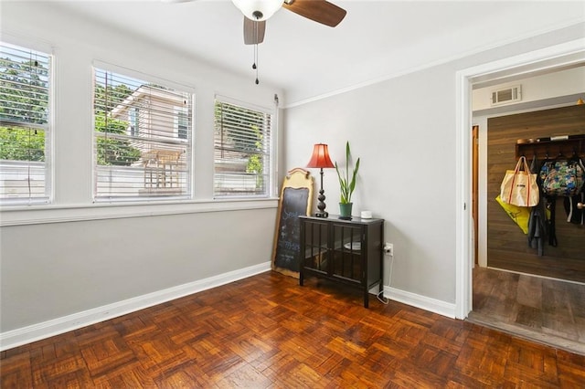 623 Bonnabel Blvd, Metairie, LA 70005 - empty room with baseboards, healthy amount of natural light, and a ceiling fan