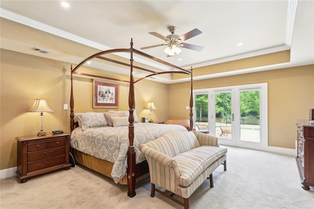 63 Doubloon Dr, Slidell, LA 70461 - bedroom with light carpet, access to outside, baseboards, and recessed lighting
