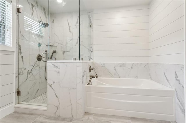 63 Doubloon Dr, Slidell, LA 70461 - bathroom featuring a garden tub and a marble finish shower