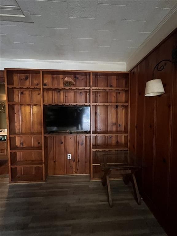 1638 Stafford St, Gretna, LA 70053 - unfurnished living room featuring wood walls and dark wood-style flooring
