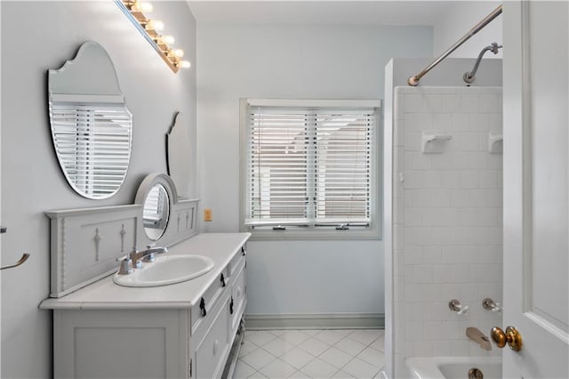 2627 S Carrollton Ave, New Orleans, LA 70118 - bathroom featuring vanity, tile patterned flooring, and  shower combination