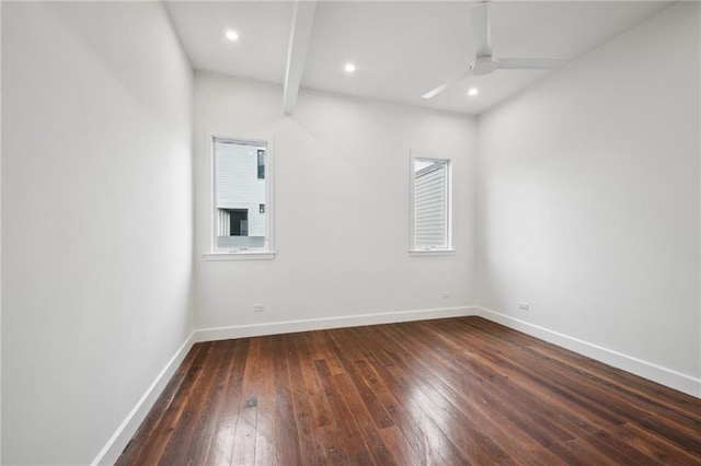 2417 Rousseau St, New Orleans, LA 70130 - spare room with dark wood finished floors, baseboards, a ceiling fan, and recessed lighting