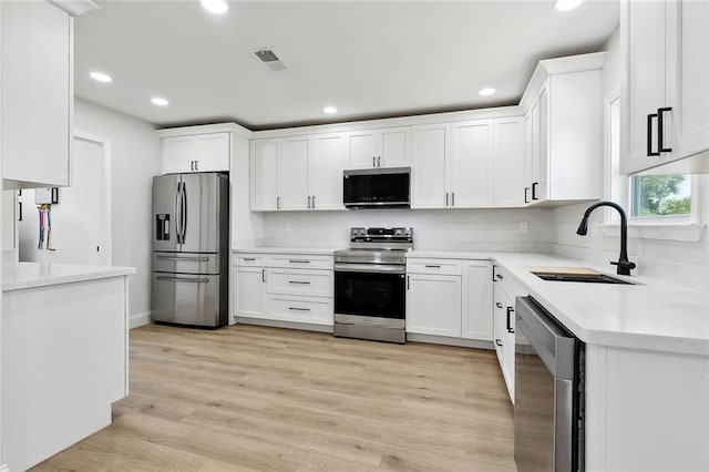 2925 Barataria Blvd, Marrero, LA 70072 - kitchen featuring appliances with stainless steel finishes, a sink, recessed lighting, white cabinetry, and light countertops