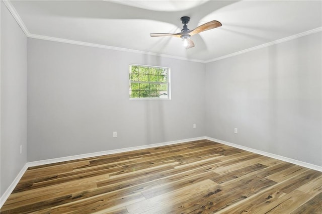 112 Oakwood Dr, Slidell, LA 70460 - unfurnished room featuring crown molding, a ceiling fan, wood finished floors, and baseboards