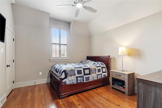 126 Tchefuncta Dr S, Covington, LA 70433 - bedroom with light wood-style floors, baseboards, ceiling fan, and lofted ceiling