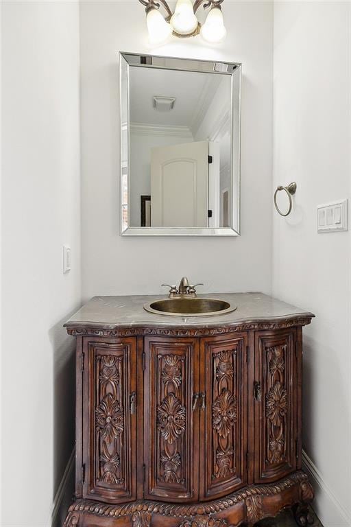 126 Tchefuncta Dr S, Covington, LA 70433 - bathroom with vanity and ornamental molding