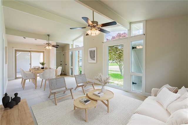 2924 Elizabeth St, Metairie, LA 70003 - living area featuring a ceiling fan and baseboards