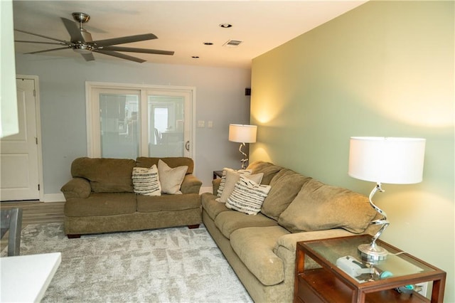 5121 Pike Dr, Metairie, LA 70003 - living area featuring a ceiling fan and wood finished floors