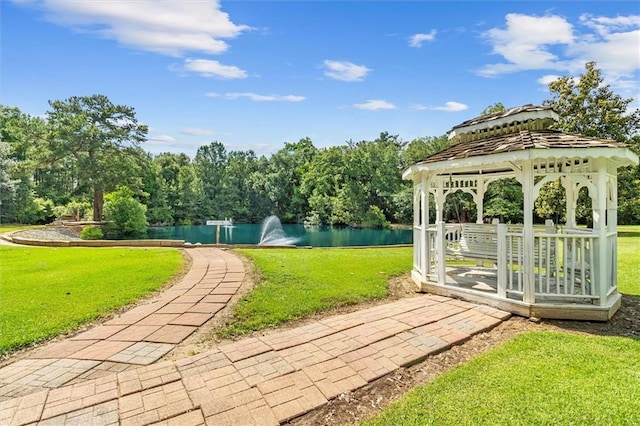 23375 Lowe Davis Rd, Covington, LA 70435 - view of green lawn with a water view and a gazebo