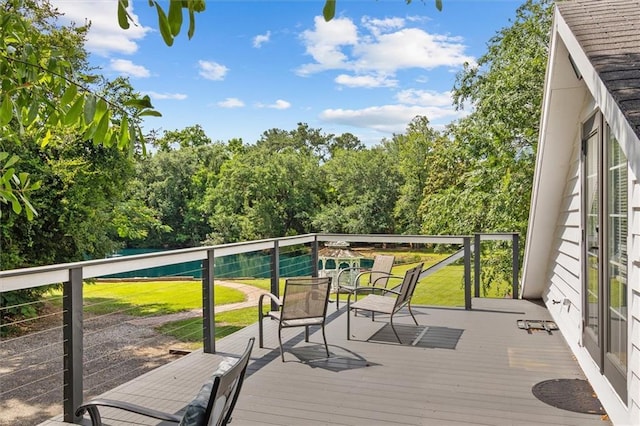 23375 Lowe Davis Rd, Covington, LA 70435 - wooden deck with a yard