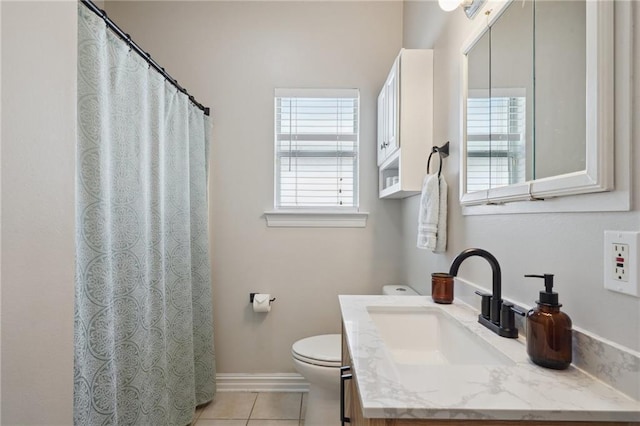 1400 Viola St, Mandeville, LA 70448 - bathroom featuring toilet, vanity, tile patterned flooring, and baseboards