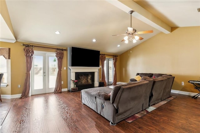 1825 Lake Superior Dr, Harvey, LA 70058 - living room featuring ceiling fan, healthy amount of natural light, dark wood-style floors, and recessed lighting
