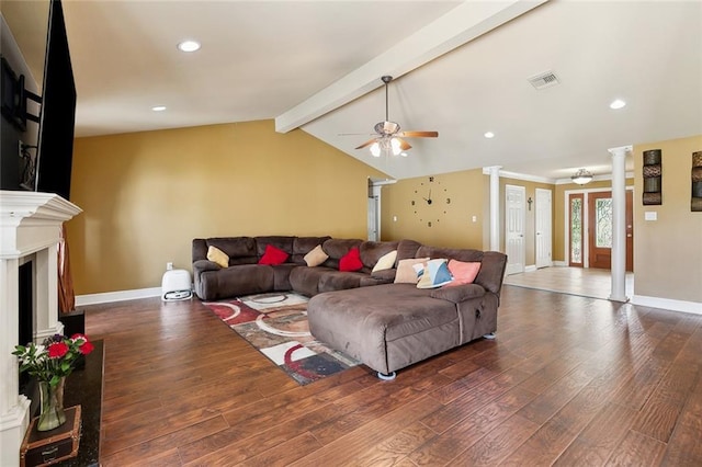 1825 Lake Superior Dr, Harvey, LA 70058 - living room with a ceiling fan, wood finished floors, baseboards, and recessed lighting