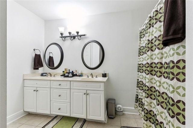 1825 Lake Superior Dr, Harvey, LA 70058 - full bathroom featuring tile patterned floors, double vanity, and baseboards