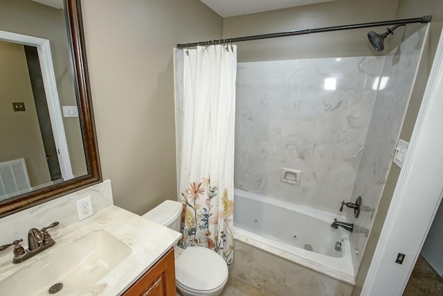 103 Omega St Unit B, Belle Chasse, LA 70037 - bathroom with vanity, a combined bath / shower with jetted tub, and toilet