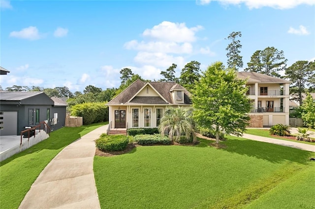 view of front of property with a front lawn