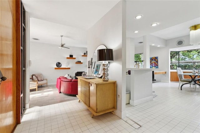 3213 Tolmas Dr, Metairie, LA 70002 - hall featuring light tile patterned flooring, baseboards, and recessed lighting