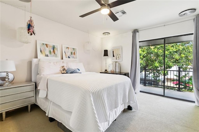 3213 Tolmas Dr, Metairie, LA 70002 - carpeted bedroom with access to outside and ceiling fan