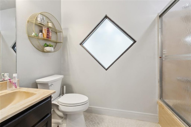 3213 Tolmas Dr, Metairie, LA 70002 - full bath featuring tile patterned flooring, vanity, toilet, and baseboards