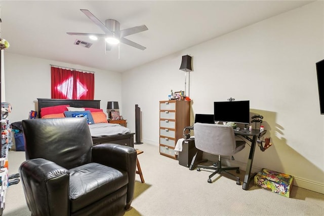 3213 Tolmas Dr, Metairie, LA 70002 - bedroom featuring light colored carpet, an office area, ceiling fan, and baseboards