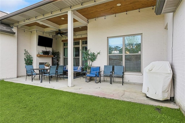531 N Caleb Dr, Slidell, LA 70461 - view of patio featuring a ceiling fan, area for grilling, and outdoor lounge area