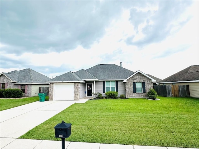 306 Allie Ln, Luling, LA 70070 - ranch-style home with concrete driveway, a garage, brick siding, and a shingled roof